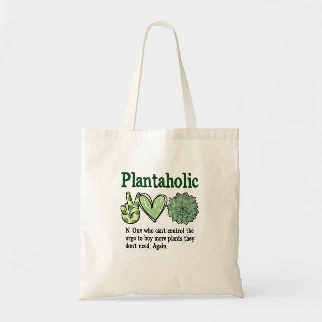 Plantaholic Funny Plant Tote Bag (Front)
