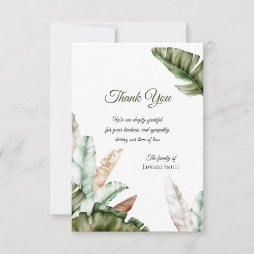 Plantain Leaves Sympathy Thank You Card