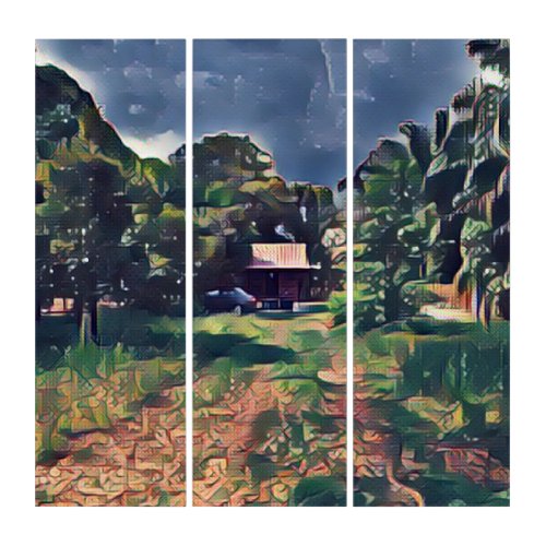 Plantation Village Feel  Painting Triptych