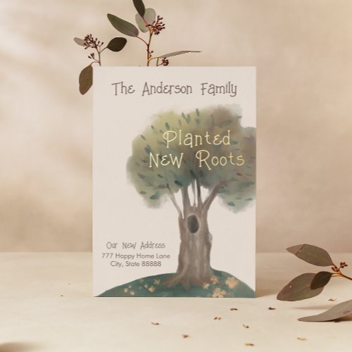 Planted New Roots Foil Moving Announcements 