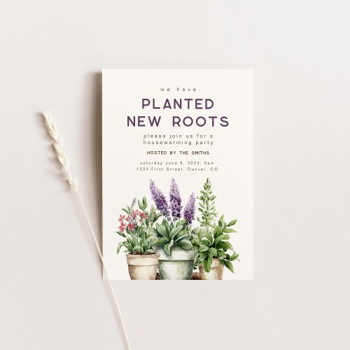 Planted New Roots Housewarming Party Invite