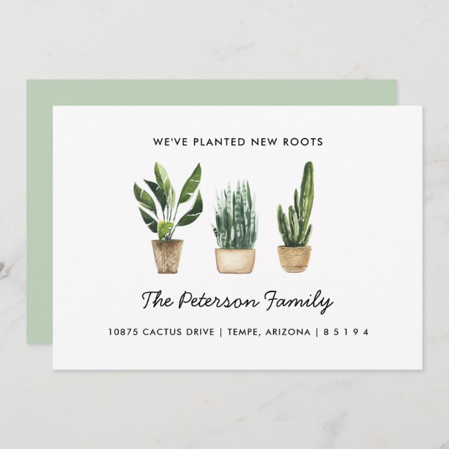 Planted New Roots Our Family Has Moved Announcement (Front/Back)