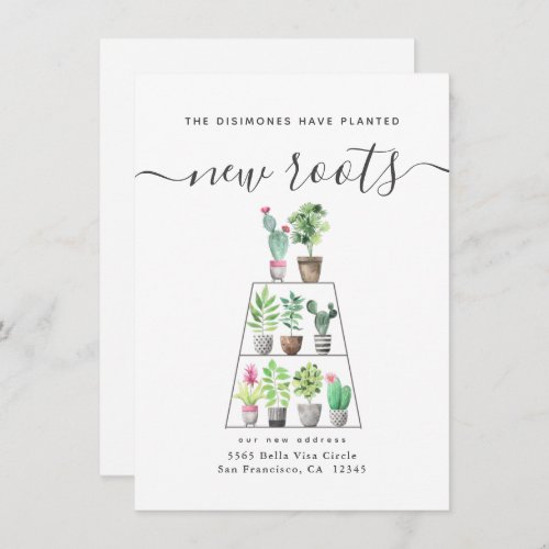 Planted New Roots Watercolor Plant Moving Announcement