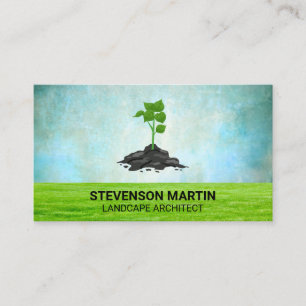 Planted Tree Grass Lawn Landscaping Business Card