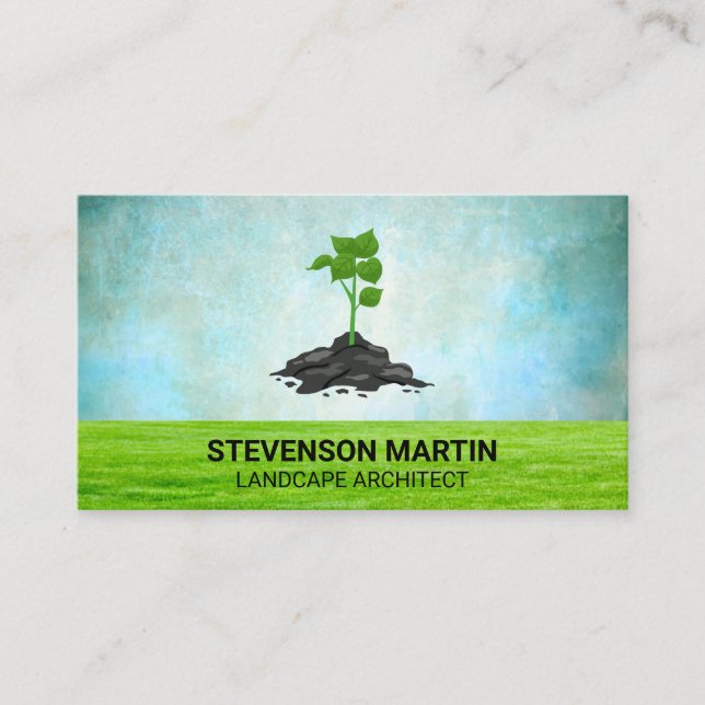 Planted Tree | Grass Lawn | Landscaping Business Card (Front)