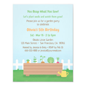 Planter Box Kids Garden Birthday Party Invitation