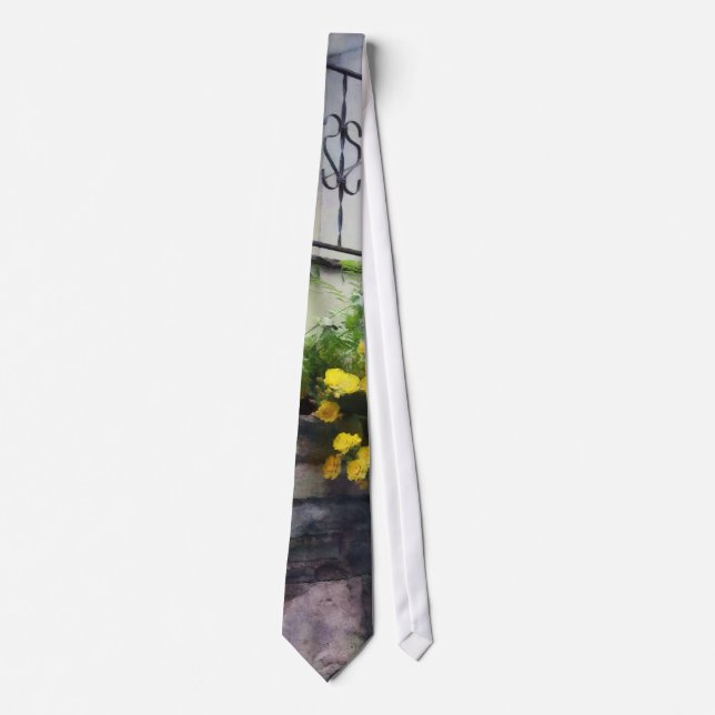 Planter With Yellow Flowering Cactus Neck Tie (Front)