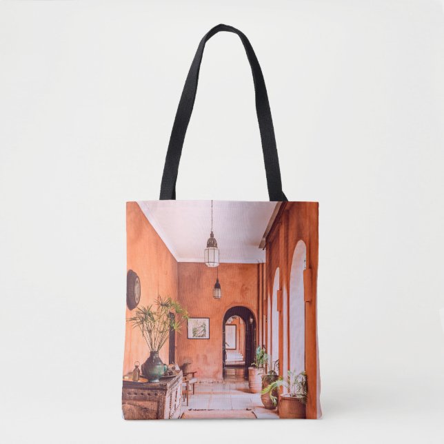 PLANTERS WITH PLANT NEAR AREA RUG INSIDE ROOM TOTE BAG (Front)