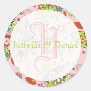 Plantilla personalizada Etiquetas Monograma Sello Classic Round Sticker