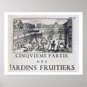 Planting fruit trees, from 'Le Parfait Jardinier, Poster