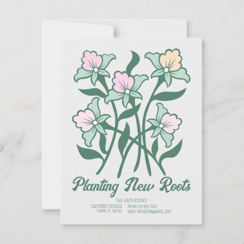Planting New Roots Elegant floral New address Postcard (Front)