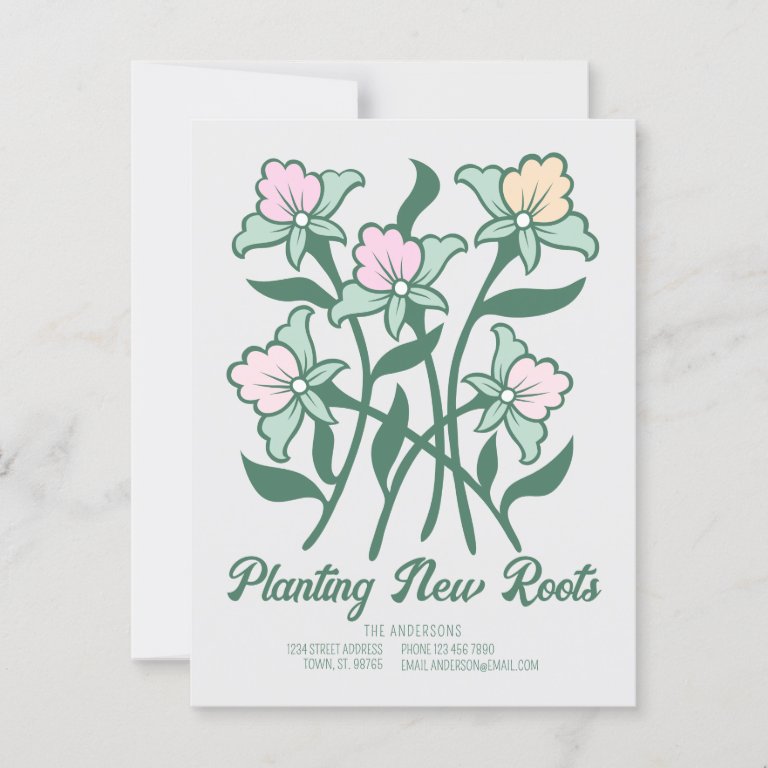 Planting New Roots Elegant floral New address Postcard