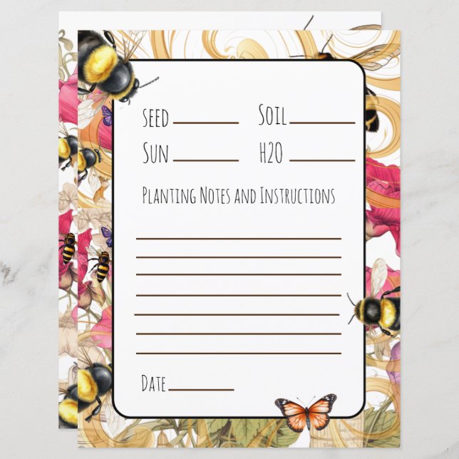 Planting Notes and Instructions for Spring Seeds (Front/Back)