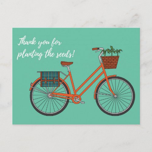 Planting the Seed Orange Bike Postcard