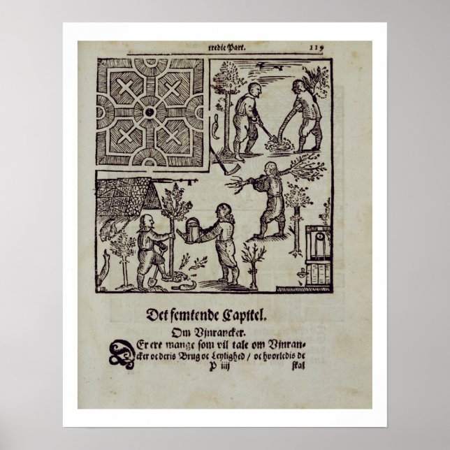 Planting trees, from 'The Dutch Gardener' by Johan Poster (Front)