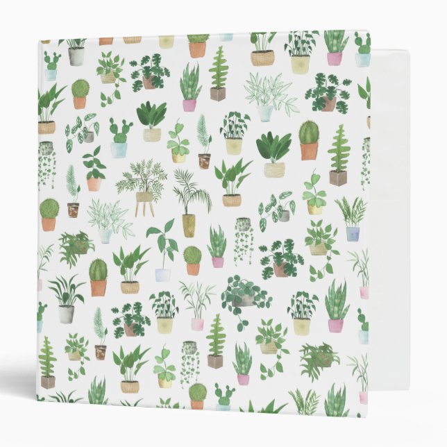 Plantita House Plants and Pots Pattern 3 Ring Binder (Front/Inside)