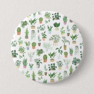 Plantita House Plants and Pots Pattern Button