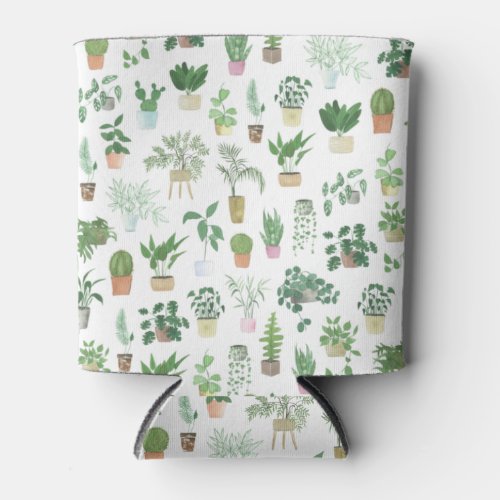 Plantita House Plants and Pots Pattern Can Cooler