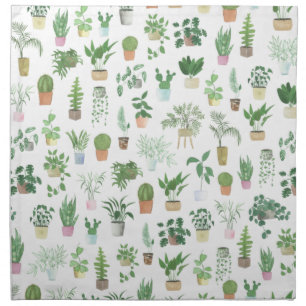 Plantita House Plants and Pots Pattern Cloth Napkin