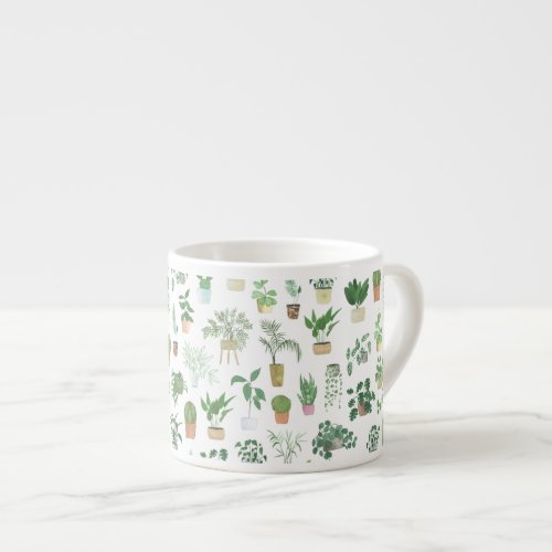 Plantita House Plants and Pots Pattern Espresso Cup