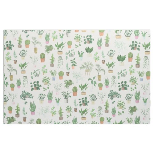 Plantita House Plants and Pots Pattern Fabric