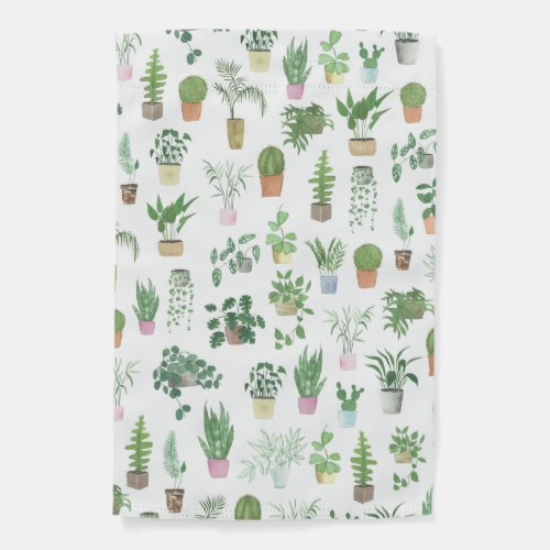 Plantita House Plants and Pots Pattern Garden Flag