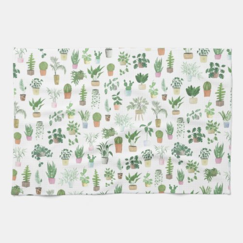 Plantita House Plants and Pots Pattern Kitchen Towel