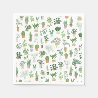 Plantita House Plants and Pots Pattern Napkins