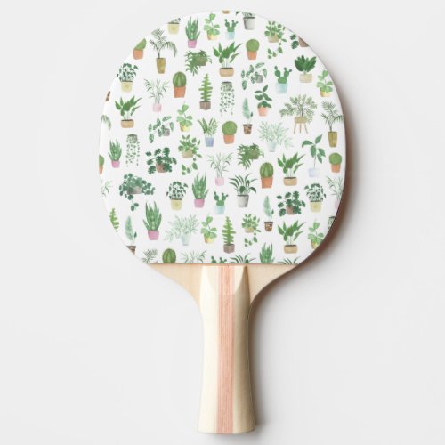 Plantita House Plants and Pots Pattern Ping Pong Paddle