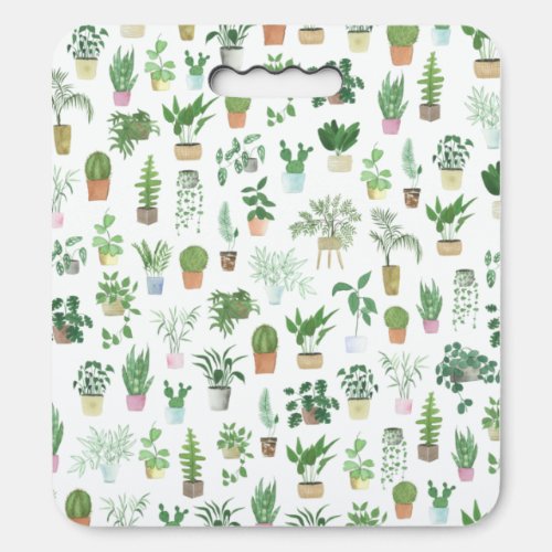 Plantita House Plants and Pots Pattern Seat Cushion