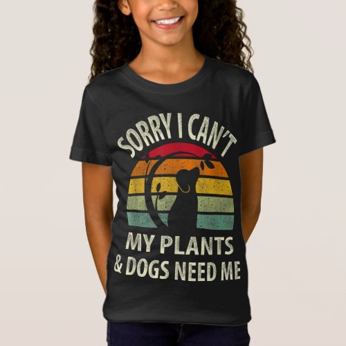 Plants And Dog Lover Gardener Retro Vintage Gift T_Shirt