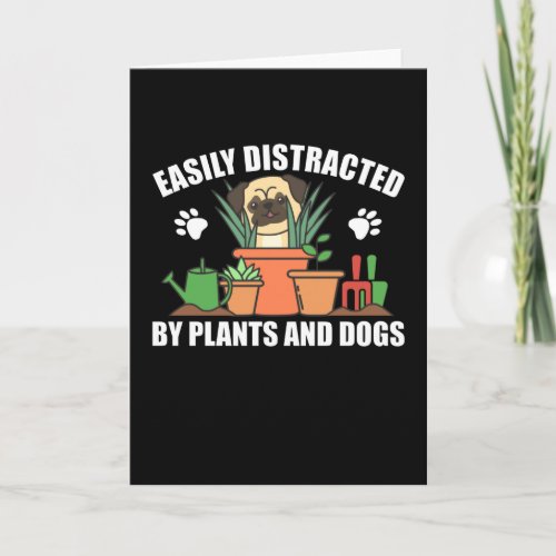 Plants And Dogs Funny Pug In The Garden Flower Card