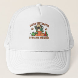 Plants And Dogs Funny Pug In The Garden Flower Trucker Hat