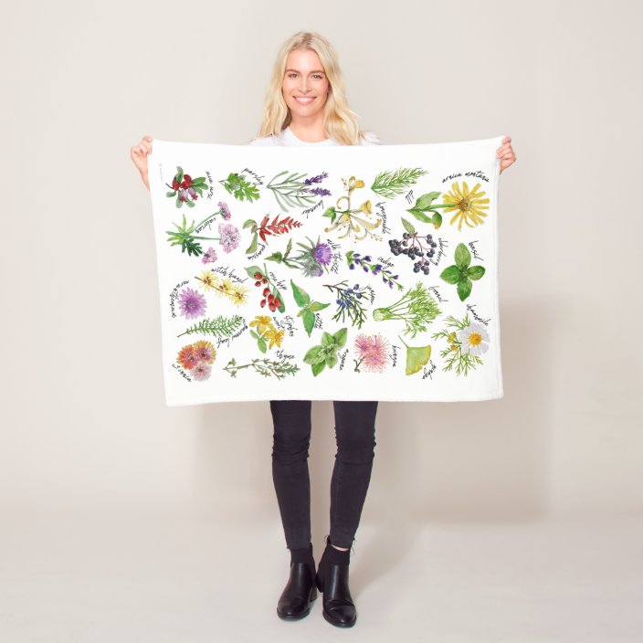 Plants and Herbs Alphabet Fleece Blanket