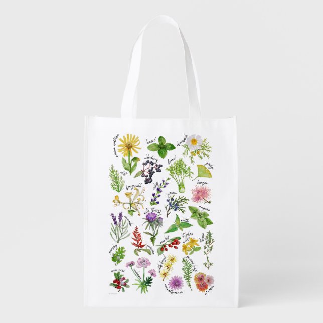 Plants and Herbs Alphabet Grocery Bag (Front)