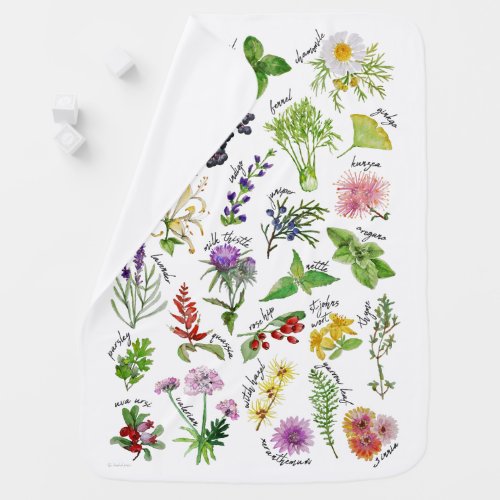 Plants and Herbs Alphabet Receiving Blanket