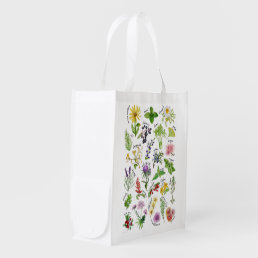 Plants and Herbs Alphabet Reusable Grocery Bag