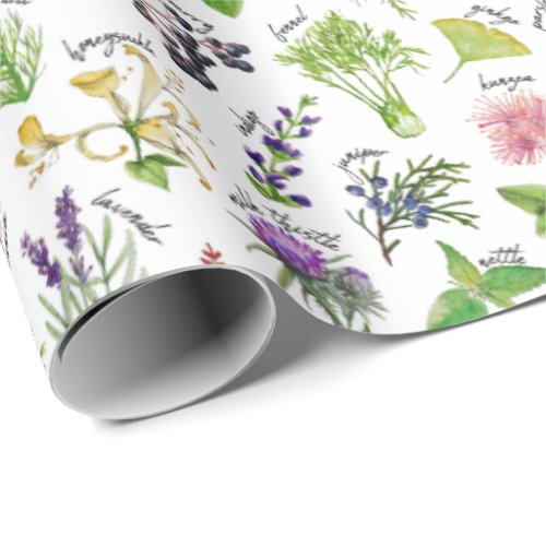 Plants and Herbs Alphabet Wrapping Paper