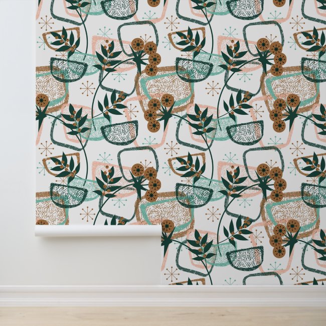 Plants and Pots Aqua Beige Mid Century Style