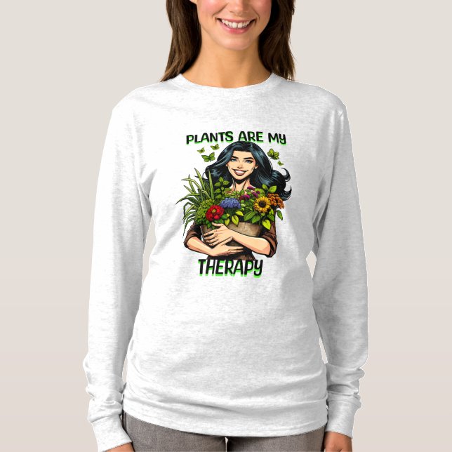 Plants are my Therapy | Funny Plant Addict T-Shirt (Front)