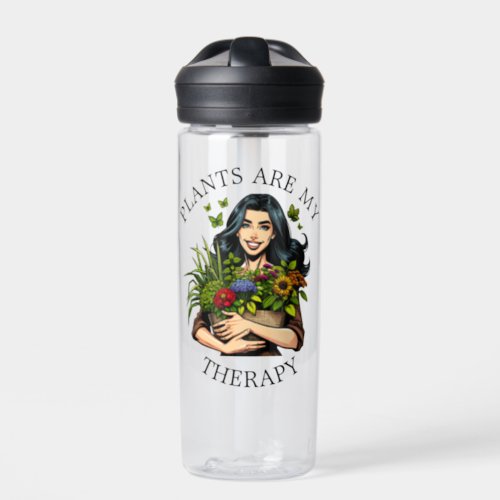 Plants are my Therapy  Funny Plant Addict Water Bottle