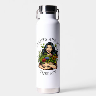 Plants are my Therapy Funny Plant Addict Water Bottle