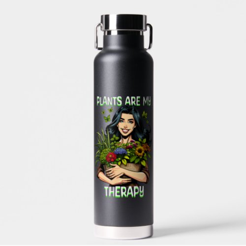 Plants are my Therapy  Funny Plant Addict Water Bottle