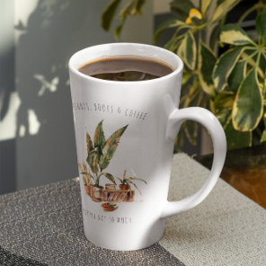Plants, Books & Coffee | Watercolor Illustration Latte Mug