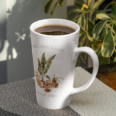 Plants, Books & Coffee | Watercolor Illustration Latte Mug at Zazzle