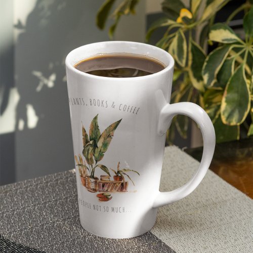 Plants Books  Coffee  Watercolor Illustration Latte Mug