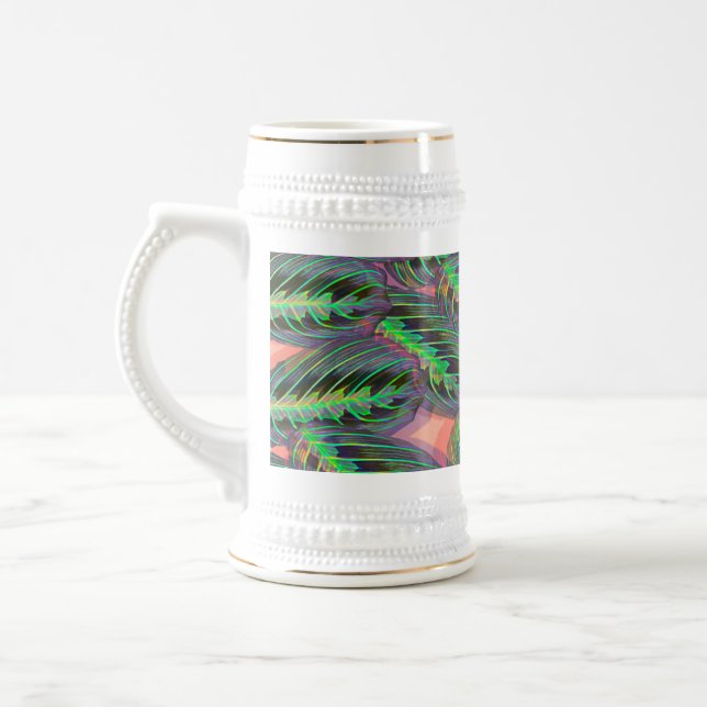 Plants Calathea Greenery Leaf Pattern Beer Stein (Left)
