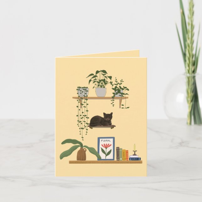 Plants, Cats And Books - Bookish Cat Aesthetic Card (Front)