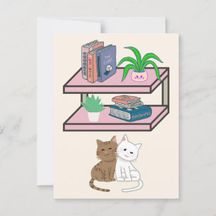 Plants, Cats And Books - Bookish Cat Aesthetic Postcard