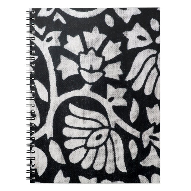 Plants, flowers, abstract black-white tablecloth. notebook (Front)